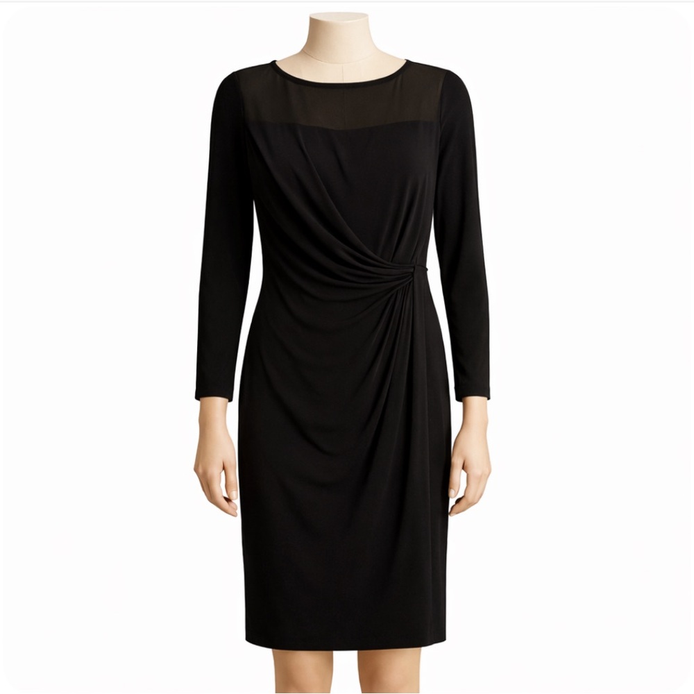 Elegant Black Dress With Sheer Mesh by Lauren Ralph Lauren